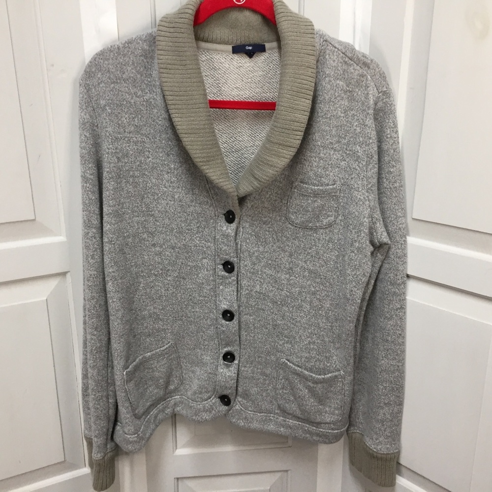 Gap Gray Button Down Knit Jacket - image 2